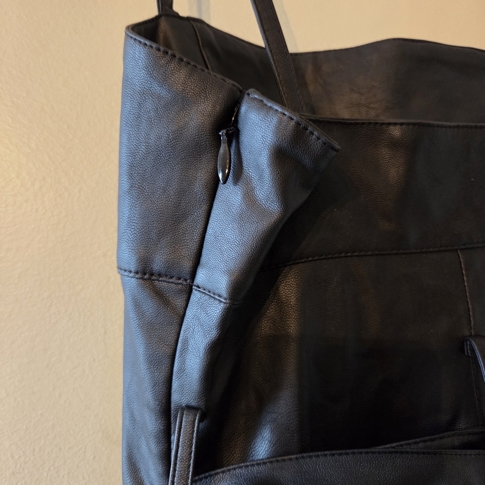 Free People Pleated Vegan Leather Boho Mini Buckle Moto Biker Black Dress Size 0 - Picture 11 of 13
